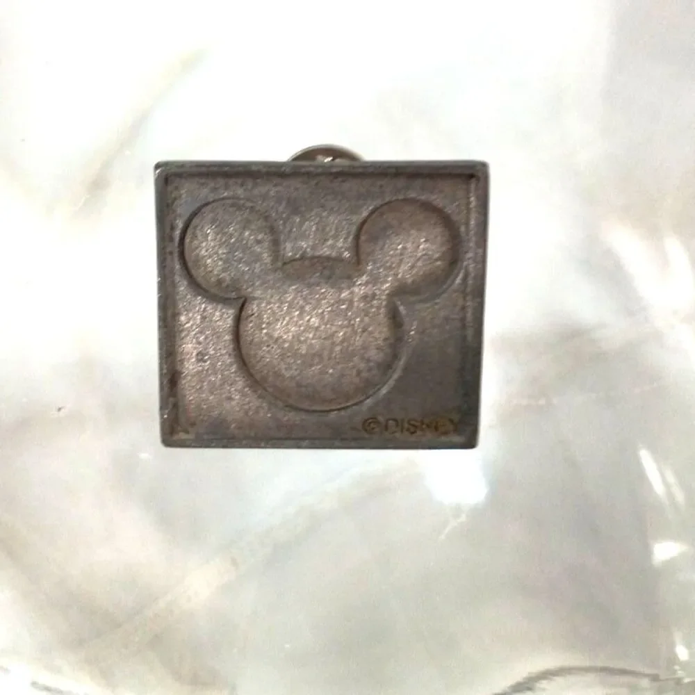 Vintage Disney Mickey Mouse Silver Tone Square Tie Tack Lapel Pin